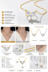 Detailed features and dimensions of S925 silver moissanite heart pendant necklace