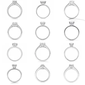 Classic 1ct moissanite ring in S925 silver featuring elegant emerald cut and sparkling pave band.