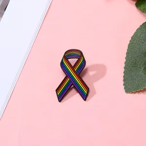 Broche de cinta de arco iris aleación gota aceite insignia cuidado de senos accesorio decorativo