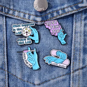 Medical theme enamel lapel pin set cute nurse doctor cartoon metal badge for clothes decor