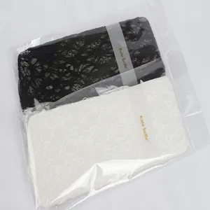 Detailed view of sweet Lolita lace mid-tube women socks in black and white set, perfect style.