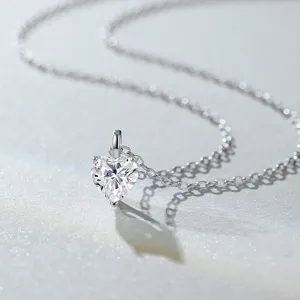 925 Sterlingsilber Herz Moissanit Anhänger Halskette Für Damen Elegante Süße Herzförmige Schlüsselbeinkette Schmuck Geschenk