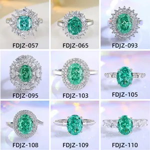 925 Sterling Silver Zirconia Ring Paraiba Style Emerald Green Square Crystal Ring For Women Wedding Banquet Luxury Jewelry