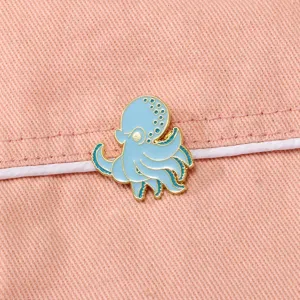 Lindo pin de solapa de pulpo azul esmaltado insignia de metal de aleación decoración