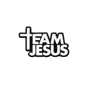 Black and white cross Jesus enamel pin badge, trendy clothing decoration brooch accessory.