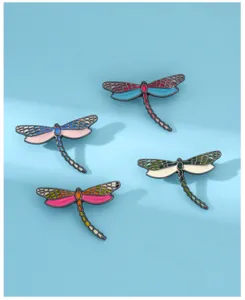 Colorful enamel dragonfly brooch pin stylish alloy insect clothing accessory scarf buckle.