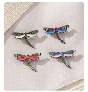 Colorful enamel dragonfly brooch set, cute insect fashion pin badge for clothes and scarves.