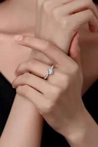 925er Sterlingsilber 1 Karat Moissanit Ring Verstellbarer Offener Solitär Ring Schmuck