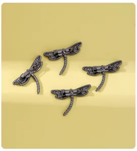 Vintage black gunmetal dragonfly brooch back view pin accessory clothing decor detail item