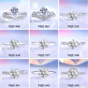 925 Sterlingsilber Moissanit Ring Für Damen Verstellbarer Offener Ring D-Farbe Funkelnder Schmuck Für Hochzeit Verlobung Party GRA Zertifizierter Schmuck Geschenk