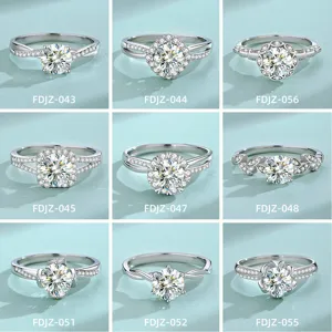 925 Sterling Silber Moissanit Ring Set Offene Verstellbare Band Luxus Damen Schmuck