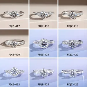 Atemberaubende 925er Silber Moissanit Ring Kollektion mit funkelnden 1-Karat Steinen.