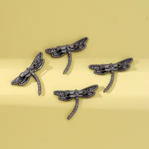 Alloy dragonfly brooch pins set, vintage dark metal insect clothing decoration anti-glare.