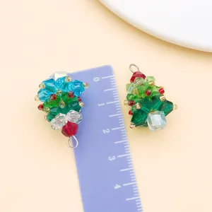 Pendentif arbre de Noël en perles de cristal, accessoire de bijou DIY pour collier porte-clés.