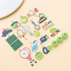 Cartoon Tennis Emaile Charms Perlen Set DIY Schmuckzubehör für Armband Halskette basteln