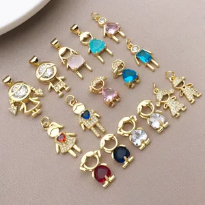 DIY verguld koper zirkonia jongen meisje hanger voor ketting armband sieraden maken