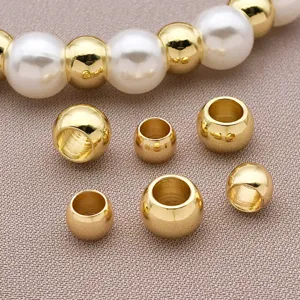 Gold plated large hole spacer beads detail view for DIY handmade bracelets and necklaces production.