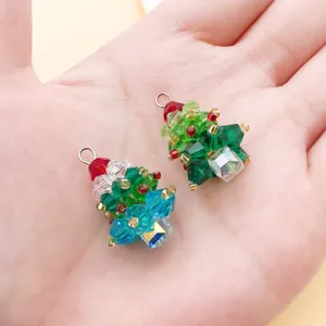 Pendentifs d'arbre de Noël en perles de cristal faits à la main pour bijoux DIY colliers boucles