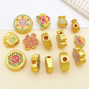 Chinese style gold alloy spacer beads DIY jewelry making accessories detail view