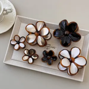 Elegante Bloem Haarklem Voor Vrouwen Hoge Kwaliteit Plumeria Hars Haarklem Schildpadpatroon Haaraccessoire Voor Dun Haar