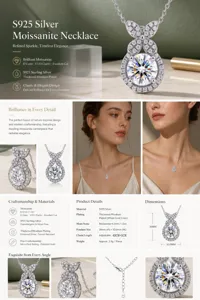 Detaillierte Angaben zur S925 Sterling Silber Moissanit-Halskette mit 1ct Anhänger.