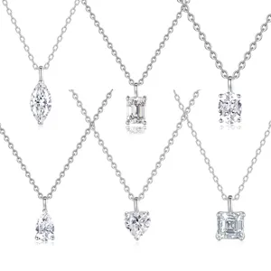 S925 sterling silver moissanite pendant necklace set with various classic cut stones.