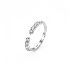 925 silver 2mm moissanite half circle open ring minimalist stackable jewelry for women