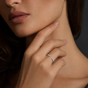 Elegant 925 silver moissanite open ring, sparkling diamond stones, stylish stackable jewelry.