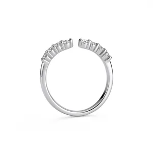 925 silver half circle open moissanite ring minimalist stacking jewelry for women 2mm