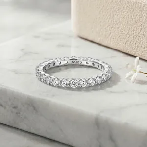 925 Silber Eternity Ring Moissanit Minimalistisch Zarte Stapelring Hauptansicht