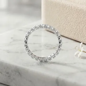 925er Silber Voll-Ewigkeit Moissanit Ring minimalistischer zarter silberner Ring Damen