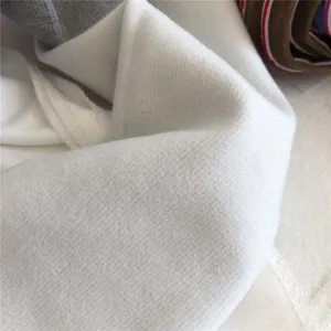 Close-up detail shot of white thermal fleece-lined fabric, soft and cozy texture for winter.