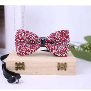 Red crystal rhinestone bow tie for men wedding groom shirt dapper fashion accessory
