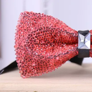 Red crystal bow tie wedding groom tuxedo bowtie sparkling rhinestone men formal neckwear