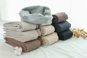 Thickened fleece-lined ribbed pantyhose detail, warm winter thermal leggings in colors.