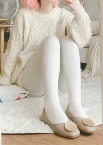 Cozy autumn winter fleece lined ribbed tights in oatmeal beige soft knitted cashmere feel