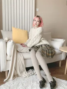 Autumn winter warm fleece lined pantyhose solid color vertical striped tights for women.