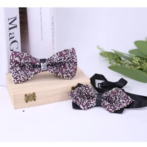 Men Crystal Rhinestone Bow Tie British Style Wedding Groom Fashion Bowtie Polyester Rhinestone Neckwear