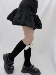 Autumn winter knit leg warmers cute fluffy heart mid-calf socks for women fashion gothic.