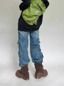Calentadores de punto para invierno de mujer, polainas térmicas acogedoras, calcetines marrones.