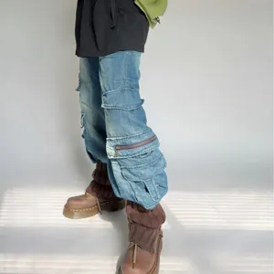 Calentadores de punto marrón para mujer invierno grueso cálido puños de botas calcetines