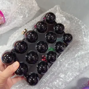 Acrylic ball clutch bag unique novelty evening purse black fashion hard case handbag