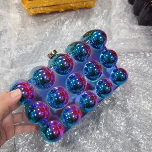 Colorful acrylic bubble clutch bag evening party purse shiny gradient hard case handbag