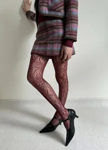 Medias estampadas encaje red elegantes sexy otoño invierno para mujer piernas