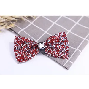 Sparkling red crystal rhinestone bow tie men wedding groom party fashion neckwear accessory