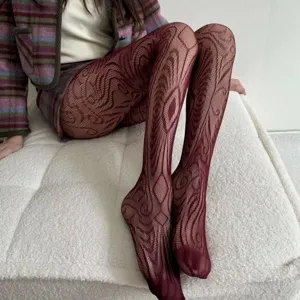 Mujer medias red encaje calado exótico sexy otoño invierno collant moda chic