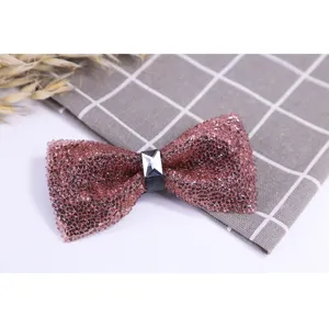 Burgundy 3D crystal rhinestone bow tie for men wedding groom stylish neckwear accessory
