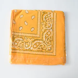 Yellow paisley bandana hip hop headwear square scarf retro street dance neck wrap for unisex