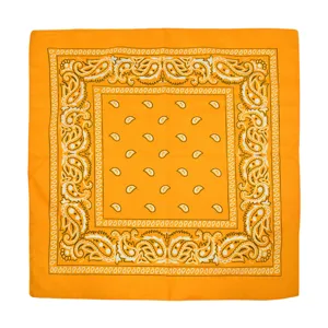 Orange paisley bandana hip hop retro street style head wrap neck scarf unisex accessory.