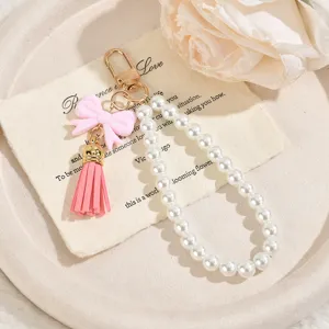 Catena di perle fiocco portachiavi borsa ciondolo nappa accessori regalo carino